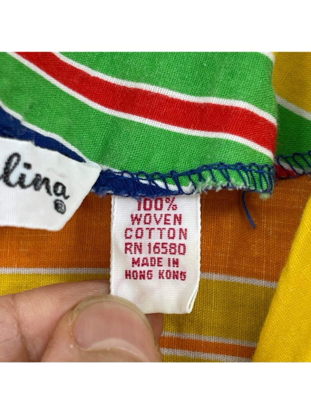 Vintage 70s Catalina ivid Striped Cotton Maxi Muumuu Swim Cover Caftan - Picture 13 of 16
